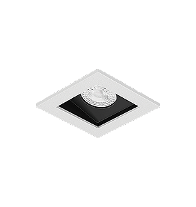 Spot de Embutir Laini Quadrado Facho Orientável Mini Dicroica 7,1x7,1x6,8cm Alumínio Branco Fosco e Preto Acetinado.