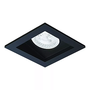 Spot de Embutir Laini Quadrado Facho Orientável Dicroica PAR16 8,6x8,6x8,2cm Alumínio Preto Fosco.