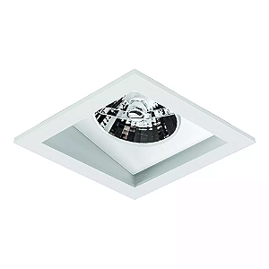 Spot de Embutir Laini Quadrado Facho Orientável AR70 10,6x10,6x9,9cm Alumínio Branco Fosco Microtexturizado.