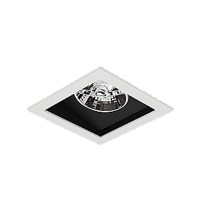 Spot de Embutir Laini Quadrado Facho Orientável AR70 10,6x10,6x9,9cm Alumínio Branco Fosco e Preto Acetinado.