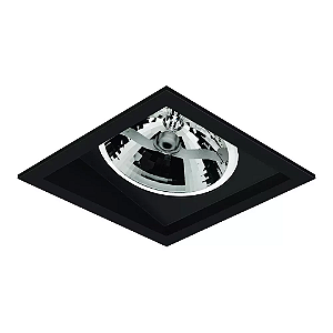 Spot de Embutir Laini Quadrado Facho Orientável AR111 14,8x14,8x10,6cm Alumínio Preto Acetinado.