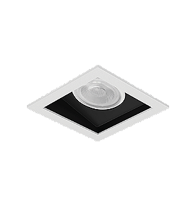 Spot de Embutir Laini Quadrado Facho Orientável PAR20 10,6x10,6x13,1cm Alumínio Branco Fosco e Preto Acetinado.
