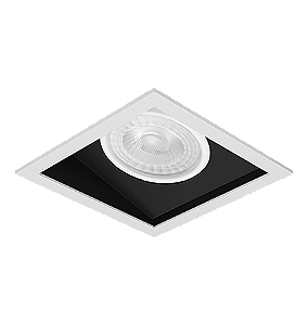 Spot de Embutir Laini Quadrado Facho Orientável PAR30 14,8x14,8x13,9cm Alumínio Branco Fosco e Preto Acetinado.