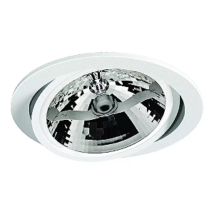 Spot de Embutir Nuru Redondo Facho Orientável AR111 Ø14,5x6,5cm Alumínio Branco Fosco Microtexturizado.