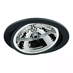 Spot de Embutir Nuru Redondo Facho Orientável AR111 Ø14,5x6,5cm Alumínio Preto Acetinado.