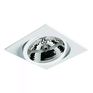 Spot de Embutir Nuru Quadrado Facho Orientável AR111 14,5x14,5x8cm Alumínio Branco Fosco Microtexturizado.
