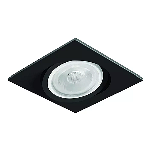 Spot de Embutir Nuru Quadrado Facho Orientável PAR20 10,7x10,7x11cm Alumínio Preto Acetinado.