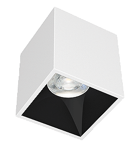Spot de Sobrepor LED Kona Quadrado Recuado 37º 2700K 13,7W Bivolt 10x8,5x8,5cm Alumínio Corpo Branco Fosco e Refletor Preto Acetinado.