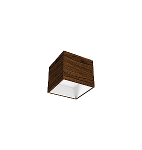Spot de Sobrepor LED Dhari Quadrado Recuado 3000K 9,1W Bivolt 12,2x12,2x11cm Corpo Amadeirado e Refletor Branco Acetinado.