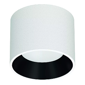 Spot de Sobrepor LED Dhari Redondo 5000K 9,1W Bivolt Ø13,9x11cm Corpo Branco Fosco e Refletor Preto Acetinado.