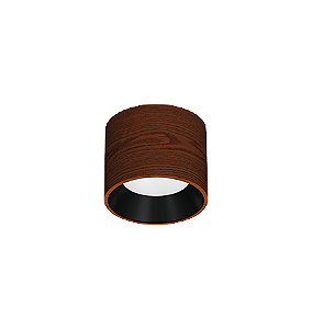 Spot de Sobrepor LED Dhari Redondo 4000K 9,1W Bivolt Ø13,9x11cm Corpo Amadeirado e Refletor Preto Acetinado.