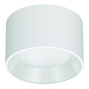 Plafon de Sobrepor LED Dhari Redondo Recuado 3000K 18,3W Bivolt Ø17,9x11cm Corpo Branco Fosco e Refletor Branco Acetinado.