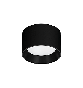 Plafon de Sobrepor LED Dhari Redondo Recuado 5000K 18,3W Bivolt Ø17,9x11cm Corpo e Refletor Preto Acetinado.