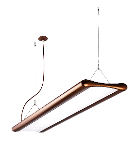 Pendente LED Jasiri Linear Iluminação direta e indireta 3000K 73W Bivolt 115,5x25x4cm Alumínio Cobre Clássico.
