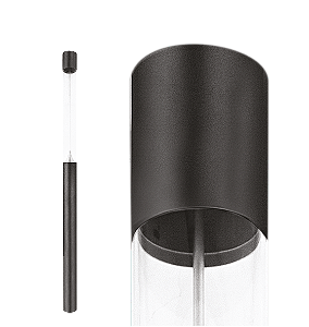 Poste de Luz LED Zio Cilíndrico Externo 5000K 16W Bivolt 300xØ15,3cm Alumínio Preto Fosco e Acrílico.