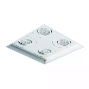 Spot de Embutir Sura No Frame Quadrado 4x Mini Dicroica 17,2x17,2x7,6cm Alumínio Branco Fosco.