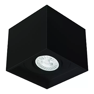 Spot de Sobrepor Sura Quadrado Recuado Dicroica PAR16 9x10,9x10,9cm Alumínio Preto Fosco.
