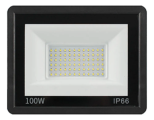 Refletor Led Slim 100w 12v-24v 6500k preto SMD IP66 bivolt.