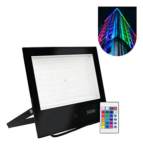 Refletor LED 300w Holofote RGB SMD Colorido Com Controle IP67.