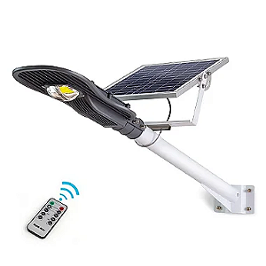 Luminária Solar LED 30W 6000K Para Poste com Braço/Suporte e Placa Solar - Nova Luminária.