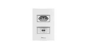 Conjunto tomada recarga USB + 1 tomada 10A branco - Beleze.