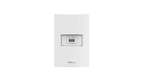 Conjunto tomada recarga USB 5V/2.0A branco - Beleze.