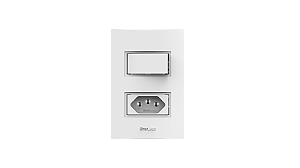 Conjunto interruptor 1 tecla paralelo + 1 tomada 10A Branco - Artis.