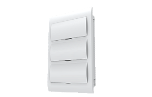 Quadro de distribuição de embutir 36 disjuntores din tampa branco.