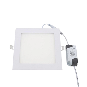 Luminária plafon LED de embutir quadrada 42W 6000K 3.360 lúmens 40cm x 40cm.