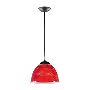 Luminária prismática 22 polegadas em acrílico vermelho e cabo PP preto E-27.