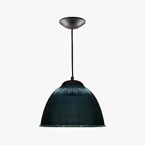 Luminária prismática 16 polegadas em acrílico fumê e cabo PP preto E-27.