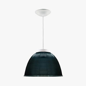 Luminária prismática 16 polegadas em acrílico fumê e cabo PP branco E-27.