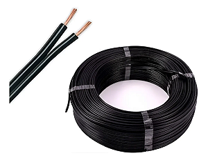 Cabo Paralelo 300V 2x2,50mm Preto Rolo Com 100 Metros.