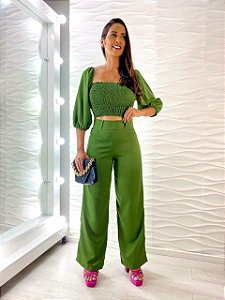 Calça Pantalona Mayara - Verde