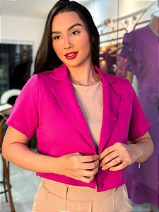 Blazer Cropped Amora - Fúcsia