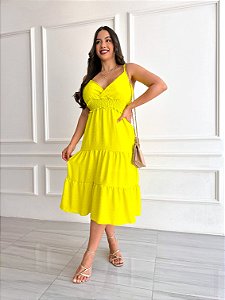 Vestido Midi Fiorela - Amarelo Lima