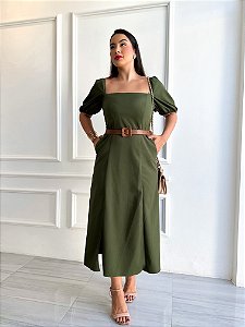 Vestido Midi Odete - Militar