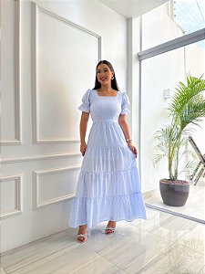 Vestido Giovana - Azul e Branco