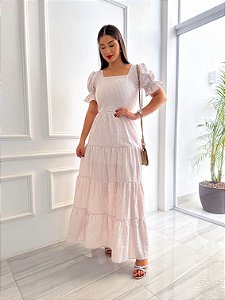 Vestido Giovana - Bege e Branco