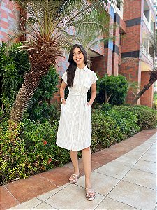 Vestido Chemise Morgana - Off risca de giz