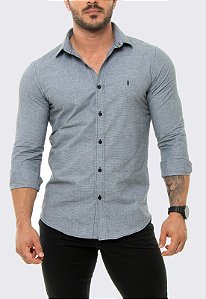 Camisa Masculina Social Slim Fit Manga Longa