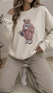 BLUSA MOLETOM URSO TERNO ROSA