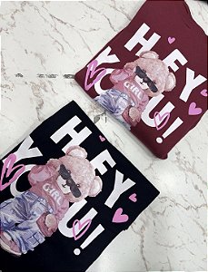 BLUSA DE MOLETOM URSO HEY ROSA