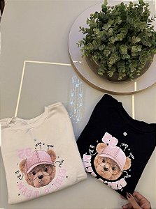 BLUSA DE MOLETOM URSO ROSA