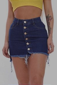 Saia jeans lisa escura