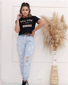 Calça jogger destroyed