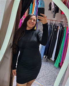 VESTIDO TUBINHO MANGA LONGA, COSTAS NUA