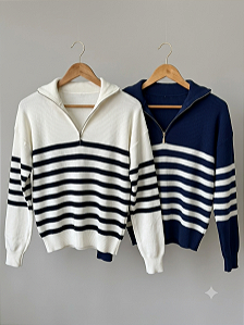 Blusa tricot modal com Zíper
