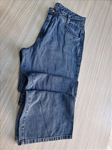 Calça Wide Leg Jeans Lavagem Média