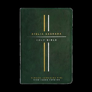 Bíblia Bilíngue, Português/Inglês, Acf/Kjv, Couro Soft, Verde, Leitura Perfeita